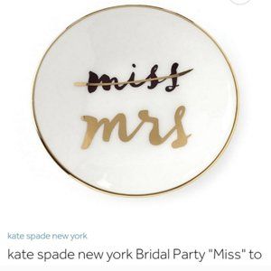 kate spade white miss to mrs ring dish nwt